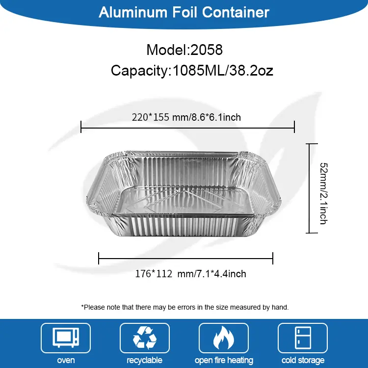 За еднократна употреба барбекю кутия за обяд сребърни алуминиеви контейнери за фолио