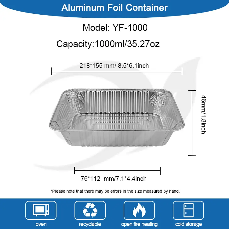 Правоъгълно изнасяне на лист за печене Сребърно алуминиево фолио контейнери