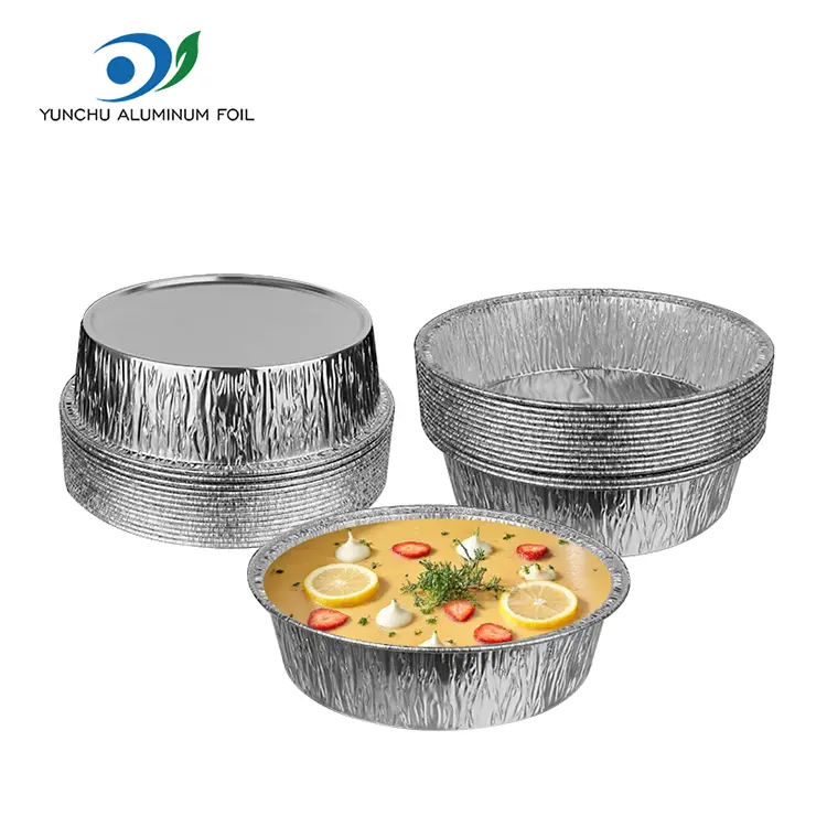 Кръгъл въздух фритюрник сребърни контейнери за алуминиево фолио Кръгъл въздух фритюрник сребърни контейнери за алуминиево фолио