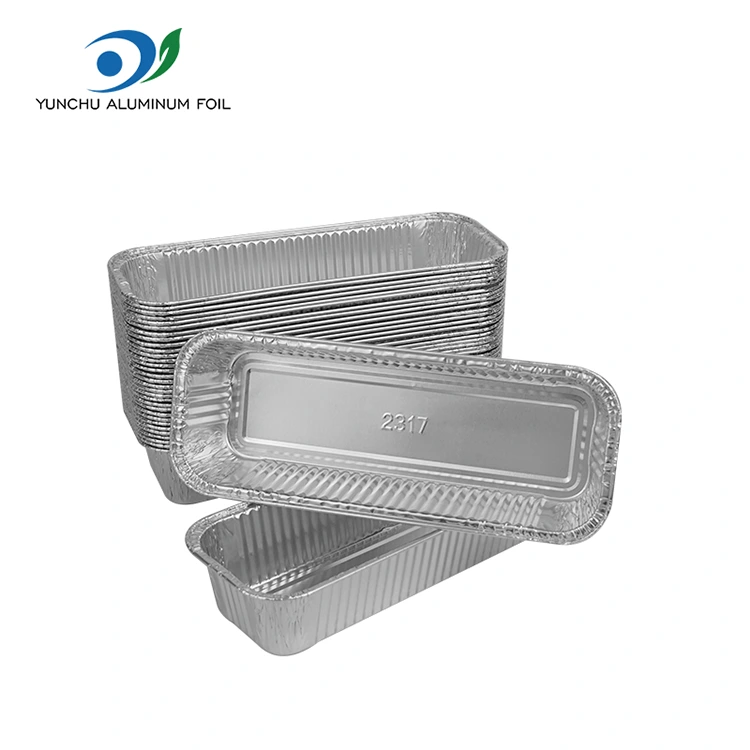 Правоъгълни багети сребърни контейнери за алуминиево фолио Правоъгълни багети сребърни контейнери за алуминиево фолио