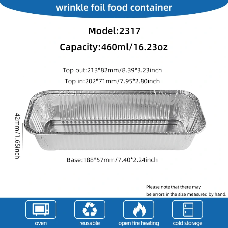 Правоъгълни багети сребърни контейнери за алуминиево фолио