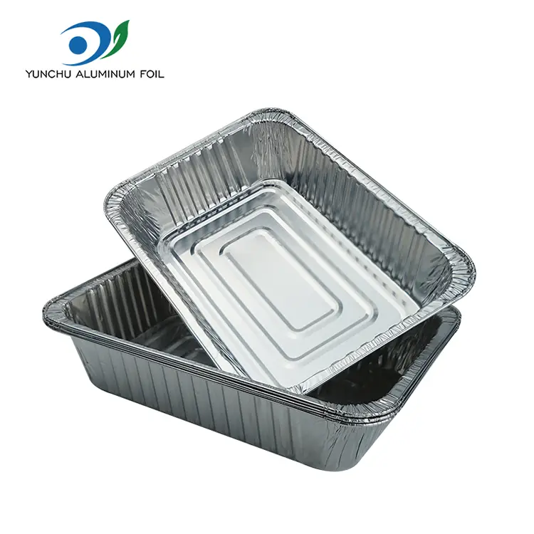 Правоъгълно изнасяне на лист за печене Сребърно алуминиево фолио контейнери