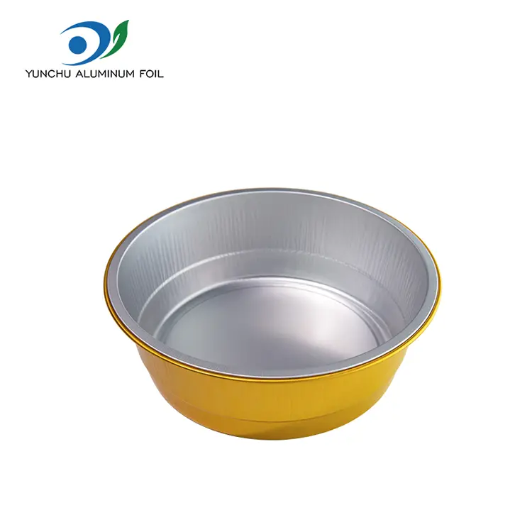 Запечатано за еднократна употреба Златен кръгъл алуминиево фолио контейнери Запечатано за еднократна употреба Златен кръгъл алуминиево фолио контейнери