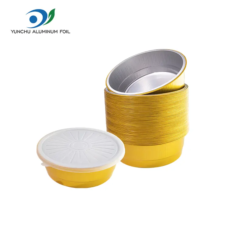 Запечатано за еднократна употреба Златен кръгъл алуминиево фолио контейнери
