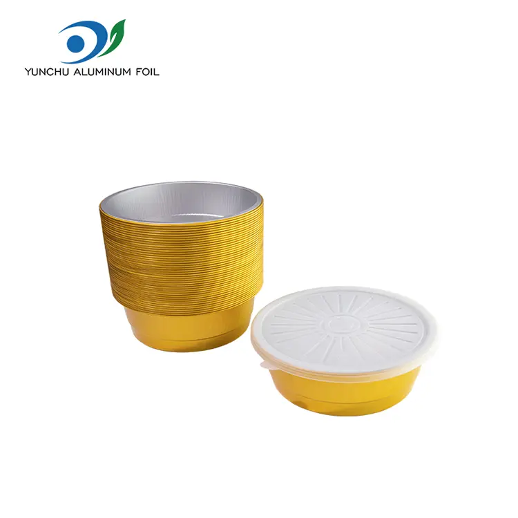 Запечатано за еднократна употреба Златен кръгъл алуминиево фолио контейнери