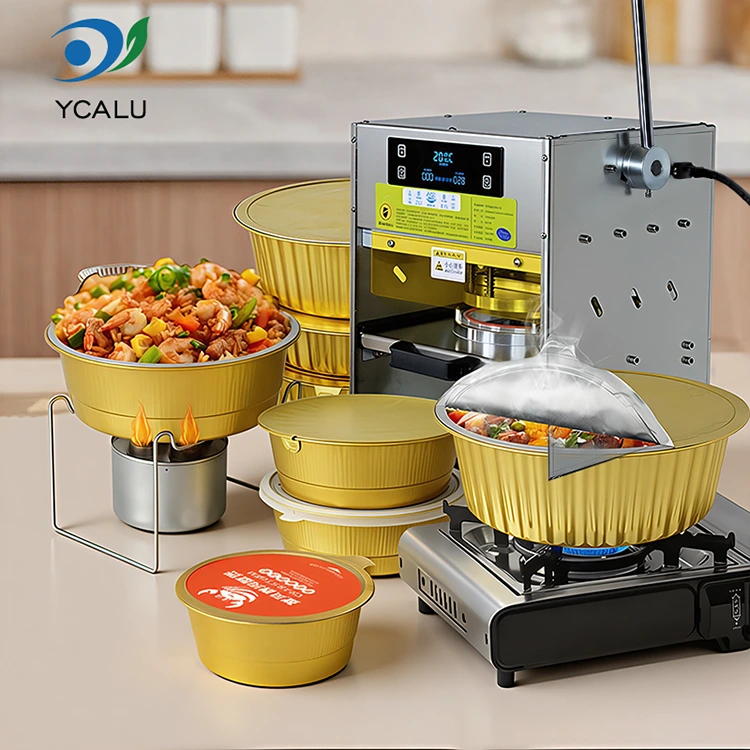 Ръчна машина за топлинно запечатване със златни контейнери от алуминиево фолио