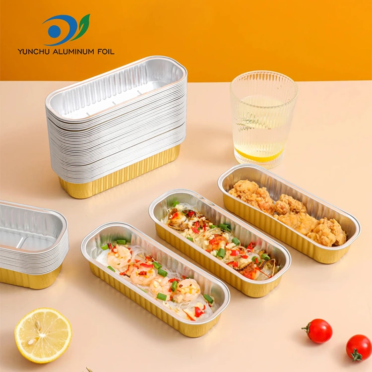 Правоъгълна торта за печене на торта за гладка стена алуминиево фолио контейнери