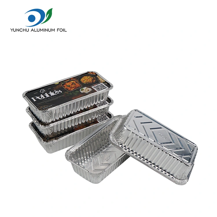 Правоъгълни барбекю удебелени сребърни контейнери за алуминиево фолио